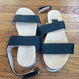 Black Leather Women's Sandals
